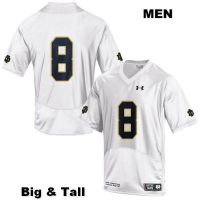 Notre Dame Fighting Irish Men's Jafar Armstrong #8 White Under Armour No Name Authentic Stitched Big & Tall College NCAA Football Jersey BDO2099TD